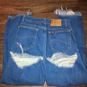 distressed lee jeans w/ butt cut outs